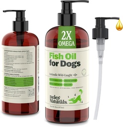 Deley Naturals Dog Fish Oil Icelandic 2X Omega - Dog Itching Skin Relief med Omega 3 6 9 för allergier, Coat & Heart - Omega 3 Fish Oil för hundar hudirritation - 16oz Omega Oil för hundar tillverkade i USA
