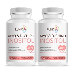 Myo-Inositol & D-Chiro Inositol Supplement för kvinnor - Ideal 40:1 Ratio -Stöd Kvinnors Hormon Balans & fertilitet & Ovarian Hälsa - Vegan Powder Capsules - 60-dagars Supply