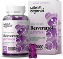 Wild & Organic Resveratrol Gummies 1000mg - Trans Resveratrol Supplement for Antioxidant, Brain, Immune Support - 60 Vegan, Non-GMO Antioxidant Gummies