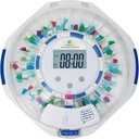 SenyerKare 28-Day Automatic Pill Dispenser med Alarm & Alzheimers Care, Medication Organizer w/Easy-Read LCD Display, Sound & Light & Key Alerts för Medication, Vitaminer, Supplements, Clear Lid