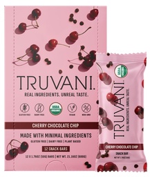 Truvani Plant Based Snack Bars | Cherry Chocolate Chip 12 Pack | 5g Protein | USDA Organic och Vegan | Den enda baren | Dairy, Soy och Gluten Free | Individuellt inslagna
