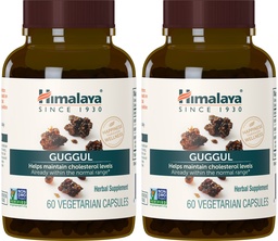 Himalaya Guggul, kolesteroltillskott för hälsosam LDL, HDL och triglyceridnivåer, 750 mg, 60 vegetariska kapslar, 1 månads leverans, 2 Pack
