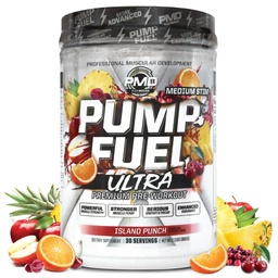 PMD Sport Pump Fuel Ultra Medium Stim - Premium Pre Workout Powder & Muscle Pump, Större fokus, Uthållighet & Återhämtning, Premium Kreatin, Arginine & Beta Alanine - Island Punch (30 portioner)