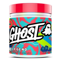 GHOST Legend Pre-Workout Powder, Blue Raspberry - 30 portioner - Pre-Workout för män och kvinnor med kolin, L-Citrulline och Beta Alanine för energi och fokus