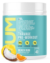 RAW Pre Workout Powder, Thavage (Beach Bum) - Chris Bumstead Sports Nutrition Supplement för Män & Kvinnor - Cbum Pre Workout för träning, Hydration, Mental Focus & Energy - 40 portioner