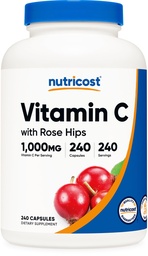Nutricost Vitamin C med Rose Hips 1025mg, 240 kapslar - Vitamin C 1000mg, Rose Hips 25mg, Premium, Non-GMO, Gluten Free Supplement
