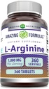 Fantastiska Formler L-Arginine Supplement | 1000 Mg Per Servering | Tabletter | Amino Acid Supplement för kvinnor och män | Non-GMO | Gluten Free | Made in USA (360 Count)