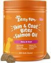 Zesty Paws laxolja för hundar hud och rock, Omega 3 Fish Oil Chews, Dog Allergy Relief Chews, Itch Relief Supplement, 250 greve, lax smak
