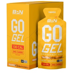 BARE PERFORMANCE NUTRITION, BPN Go Gel Endurance, 24g kolhydrater och 100 kalorier per Pack, Vegan + Gluten Free Running Gel, 10 Single-Serving Packs, Mango