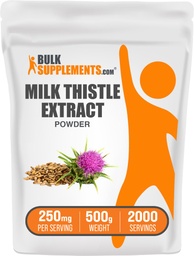 BulkSupplements.com Milk Thistle Extract Powder - Herbal Supplement, Milk Thistle Supplement - Gluten Free, 250mg per Servering, 500g (1.1 lbs) (Pack of 1)