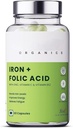Iron + Folic Acid Supplement with Zinc, Vitamin C & Vitamin B12 | 60 Veg Capsules | Supports,Immunity and Energy | Enhances Iron Absorption| for Both Men & Women