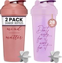 28oz Shaker Bottle med motiverande citat (Rose & Lavender) | Protein Shaker Bottle med Mixer Agitators | Blender Shaker Bottle för Protein Mixes Pack är BPA Free och Dishwasher Safe