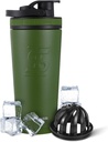 Ice Shaker isolerad rostfritt stål Shaker flaska | 26oz, grön | Kall för 30 + timmar | isolerad kopp med Twist-on Agitator | Odor-fri flaska för proteinskakor, vatten, smoothies, cocktails