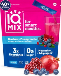 IQMIX Hydration Electrolyte Powder - 4-i-1 Formel för Hydration, Mental Clarity, Mood and Recovery - Sugar-Free Drink Mix, Keto, Magnesium L-Threonate, Lion's Mane - 40 Count Blueberry Pomegranate