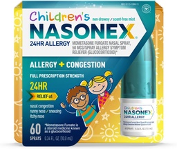 Nasonex Barns 24HR Allergy Nasal Spray, Non-Drowsy, Scent-Free Mist, Allergy Symptoms + Nasal Congestion, Full Prescription Strength, 60 Sprays
