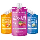Designer Wellness Protein Smoothie, Real Fruit, 12g Protein, Low Carb, Zero Added Sugar, Gluten-Free, Non-GMO, No Artificial Colors eller Flavors, Super Fruits Variety Pack, 12 Count