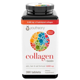 Youtheory Collagen Plus Biotin, 390 tabletter (4 Pack)