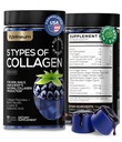 Collagen Peptide Gummies för kvinnor och män - Collagen Gummy Supplement for Healthy Hair, Skin, Nails and Bones - Hyaluronic Acid, Biotin, Keratin, Saw Palmetto - Sugar Free, No GMO och Gluten, 60 Pcs