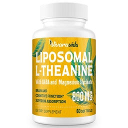 L-Theanine 800mg Supplement med GABA och Magnesium Glycinate - Naturlig förening, sömn och avkoppling (60 Softgels)