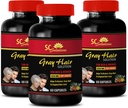 Energy Pills - Anti-Gray Hair Solution - för män och kvinnor - Folic Acid, Biotin, Pantothenic Acid, Catalse, Horsetail, Saw Palmetto, PABA, L-Tyrosine, Nettle, Chlorophyll, Fo Ti, Barley 3B 180 Caps