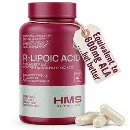 Stabiliserad R-Lipoic Acid 300mg Per Servering, R Alpha Lipoic Acid ALA Supplement Antioxidant för Nerve, Energy & Metabolism Support, NSF Certified Supplements, Non-GMO & Vegan,60 Capsules,2 Månadsförsörjning