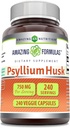 Amazing Formulas Psyllium Husk 750mg Veggie Capsules Supplement | Non-GMO | Gluten Free | Made in USA | Suitable for Vegetarians (240 Count)
