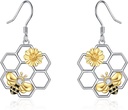 LUHE Bee Earrings för kvinnor 925 Sterling Silver Bumble Earrings med Honeycomb Honeybee Jewelry Dangle Gifts för kvinnor