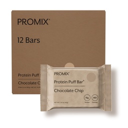 ProMix Nutrition Protein Puff Bars, 12-Pack - Chocolate Chip - Marshmallow Crispy Treat - Great Tasting & Healthy On The Go Snack - High Protein & Low Calorie - Non-GMO & Free från Gluten, Soy & Corn