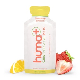 Huma Plus (Double Electrolytes) - Chia Energy Gel, Strawberry Lemonade, 12 Gels, 25mg koffein - mage vänlig, Real Food Energy Gels