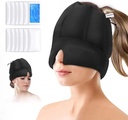 Migraine Ice Head Pack - Headache Relief Cap med Cold Compress, Cooling Gel Cap för Sinus Relief, Facial Cold Compress Head Cover för spänning, stress och Hangover Relief (Black)