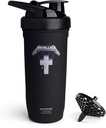 Smartshake Rockband Reforce Stainless Steel Protein Shaker Bottle 900 ml | 30 oz - Leakproof Screw-on Lid - BPA Free - Unisex - Metallica, Master of Puppets Logo på flaska