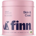 Finn Skin & Coat Salmon Oil Supplement för hundar | Stöder En Tjock & Shiny Coat | Fiskolja från Wild Alaskan Salmon, Omega-3s, EPA & DHA, Biotin, & Zink | 90 Mjuka Chews