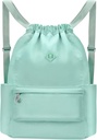 Drawstring Backpack med Wet Pocket Gym Backpack Water Resistant Cinch String Bag Beach Swim för kvinnor Män