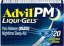 Advil PM Liqui-Gels Pain Reliever and Nighttime Sleep Aid, Pain Medicine with Ibuprofen for Pain Relief and Diphenhydramine HCL for a Sleep Aid - 20 Liquid Filled Capsules - Back to College