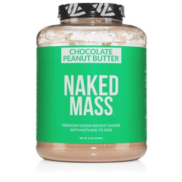 NAKED Vegan Mass - Choklad jordnötssmör - 1 290 kalorier, ingenting artificiellt, all naturlig choklad PB Vikt Gainer Proteinpulver, icke-GMO, Soy & Gluten Free - 8LB Bulk - 11 portioner