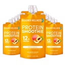 Designer Wellness Protein Smoothie, Real Fruit, 12g Protein, Low Carb, Zero Added Sugar, Gluten-Free, Non-GMO, No Artificial Colors eller Flavors, Peach Mango, 12 Count