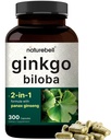 NatureBell Ginkgo Biloba 6.000mg med Panax Ginseng 500mg Per Servering | 300 kapslar - Max Strength Ginko Biloba Extract Supplements - främjar minne, fokus och hjärnhälsa