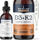 Vitamin D3 K2 Liquid Drops D3 5,000 IE + K2 MK-7 200mcg Max Absorption Immune Support för barn och vuxna | Vegan | Non-GMO | Gluten, Dairy, Soy Alcohol Free | 1 Oz