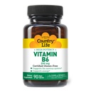 Country Life Vitamin B-6, High Potency, stöder energi och nervsystemet, 200mg, 90 Vegan Capsules, Certified Gluten Free, Certified Vegan, Certified Halalal.