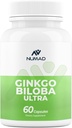 NUMAD Ginseng (600mg) + Ginkgo Biloba (120mg) 60 kapslar Extra styrka Nootropics Brain Support Supplement för Memory & Focus