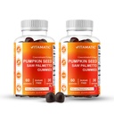 Vitamatic Pumpkin Seed 20:1 Extract & Saw Palmetto 10:1 Extract Gummies - Sugar-Free Botanical Extract - Natural Raspberry Flavor - Vegan, Non-GMO, Plant-Based Gummies - 60 Count - 2 Pack (120 Count)