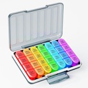Zoksi Moisture-Proof Weekly Pill Organizer 4 gånger om dagen, 7 Day Pill Box 4X per dag, en veckas Travel Pill Case med 28 Portable Compartments, Medicine Container för vitaminer, kosttillskott eller medicinering