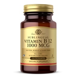 Solgar Vitamin B12 1000 mcg, 100 Nuggets - Energiproduktion, röda blodceller - Hälsosamt nervsystem - främjar kardiovaskulär hälsa - Vitamin B - Non-GMO, Gluten Free, Kosher - 100 portioner