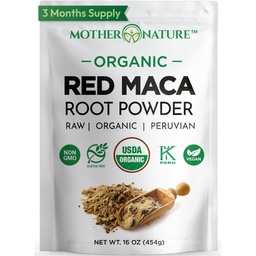 Organisk, Raw Peruvian Red Maca Root Powder - Premium USDA Certified, Hormone Balance för kvinnor, naturlig energi, humörstöd, icke-GMO, Vegan Superfood, 16 oz