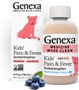 Genexa Kids' Acetaminophen Pain & Fever Oral Suspension Medicine - 4oz - For Children 2 - 11 Years Old, Temporarily relieves pain and fever symptoms, 160 mg per 5 mL- Organic Blueberry Flavor