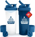 DAN RIVER 2-Pack Shaker Bottle | 24oz Plastic Protein Shaker & Mixer | Twist & Lock Design för Smoothies & Protein Mixes | Durable, Leak-Proof, Lätt att rengöra | Clear & Blue Shaker Bottles för gym