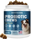 Probiotics for Dogs, Improve Itchy Skin Itchy Ears, Gut Health, Yeast Balance, Allergies, Immunity, Dog Probiotics and Digestive Enzymes with Prebiotics, Reduce Diarrhea (180 Chews, Steak)
