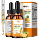 2 Pack Magnesium Glycinate Liquid Drops, 1000mg Liquid Magnesium Complex Drops för sömn, Nerve, Energy, Muscle, Bone, Calm & Digestion, High Absorption, 2 Fl Oz, Pineapple Flavor