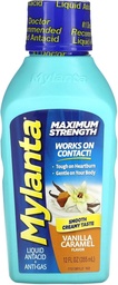 Mylanta Antacid and Gas Relief, Maximum Strength Formel, Vanilla Caramel Flavor, 12 Fluid Ounce