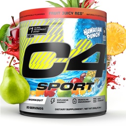 Cellucor C4 Sport Pre Workout Powder - NSF Certified for Sport - Elite Hydration - 200mg Caffeine + Creatine + Beta-Alanine - Electrolytes and Energy Supplement - Hawaiian Punch, 20 portioner